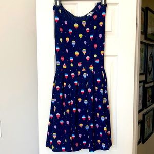 Navy dress/multi colored hot air balloon print